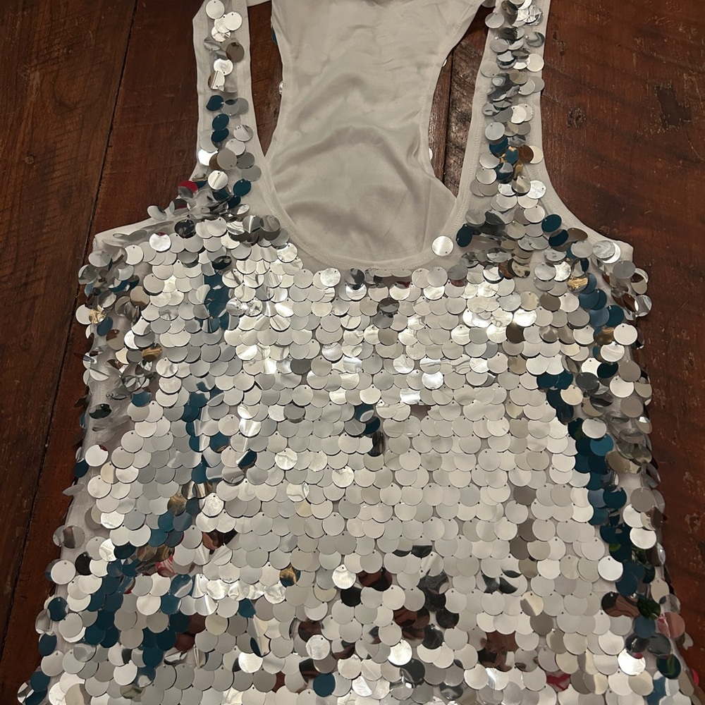 Glamorous Silver Sequin Tank Top